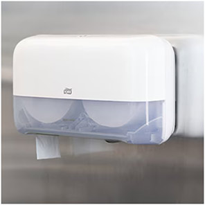 Tork T2 Mini Jumbo White Two-Roll Toilet Roll Dispenser