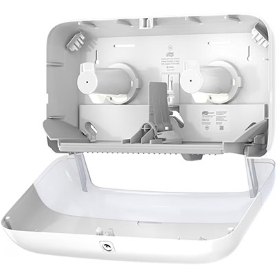 Tork T2 Mini Jumbo White Two-Roll Toilet Roll Dispenser