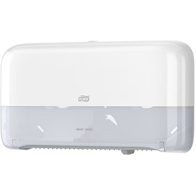 Tork T2 Mini Jumbo White Two-Roll Toilet Roll Dispenser
