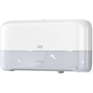 Tork T2 Mini Jumbo White Two-Roll Toilet Roll Dispenser