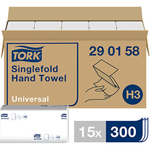 Tork Universal H3 Single-Fold White Paper Towel Pack