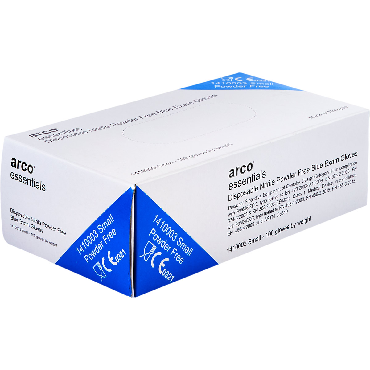 Arco Essentials Blue PowderFree Nitrile Disposable Gloves (Box of 100