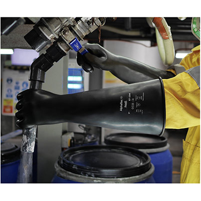 Ansell AlphaTec 87-104 Black Latex Chemical-Resistant Gloves