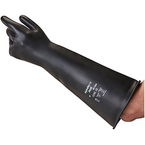 Ansell AlphaTec 87-104 Black Latex Chemical-Resistant Gloves