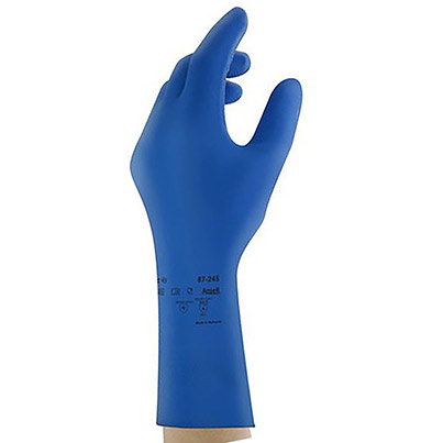 Ansell AlphaTec 87-245 Blue Latex Chemical-Resistant Gloves