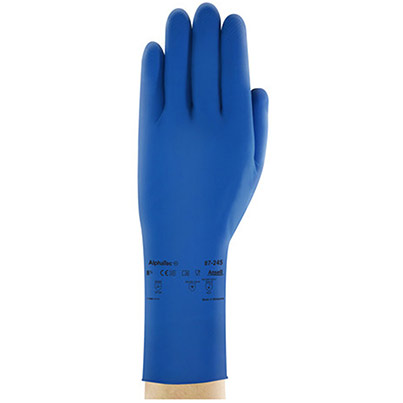 Ansell AlphaTec 87-245 Blue Latex Chemical-Resistant Gloves