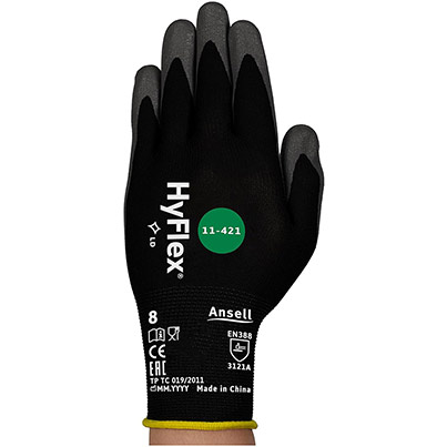 Ansell HyFlex 11-421 PU-Coated Work Gloves