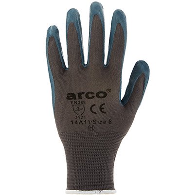 Arco Grip Light Grey Nitrile-Coated Work Gloves (Pack of 12 Pairs)