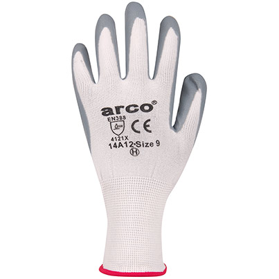Arco Grip Light White Nitrile-Coated Work Gloves (Pack of 12 Pairs)