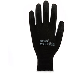 Arco Essentials Black PU-Coated Nylon Work Gloves (Pack of 12 Pairs) 10