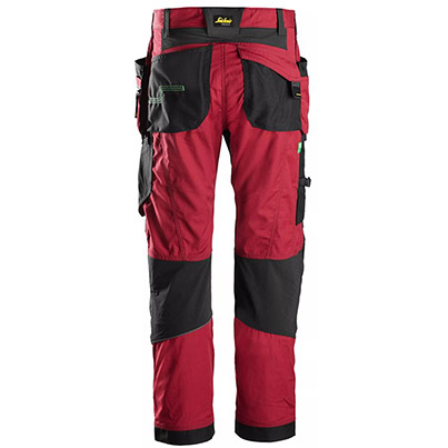 Snickers FlexiWork 6902 Men’s Chili Red/Black Trousers with Holster Pockets