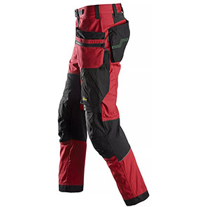 Snickers FlexiWork 6902 Men’s Chili Red/Black Trousers with Holster Pockets