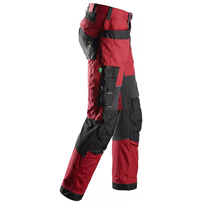 Snickers FlexiWork 6902 Men’s Chili Red/Black Trousers with Holster Pockets
