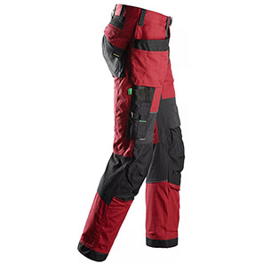 Snickers FlexiWork 6902 Men’s Chili Red/Black Trousers with Holster Pockets