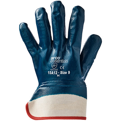 Arco Essentials Safety-Cuff Nitrile-Coated Work Gloves