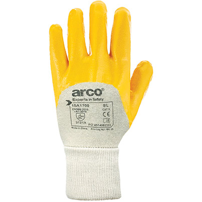 Arco Lightweight Palm Yellow Nitrile Gloves