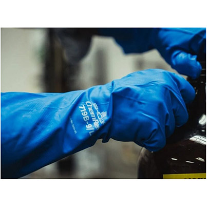 Showa 719B Blue Food-Safe Nitrile Chemical Gloves