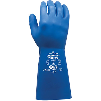 Showa 719B Blue Food-Safe Nitrile Chemical Gloves