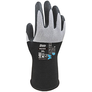 VEND Wonder Grip WG-555 Duo Black/Grey Nitrile Foam-Coated Gloves 10/XL