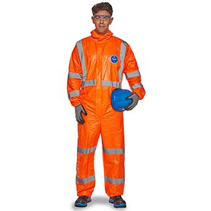 DuPont Tyvek 500 HV TY127S Orange Hi-Vis Hooded Chemical Coveralls