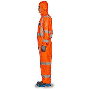 DuPont Tyvek 500 HV TY127S Orange Hi-Vis Hooded Chemical Coveralls