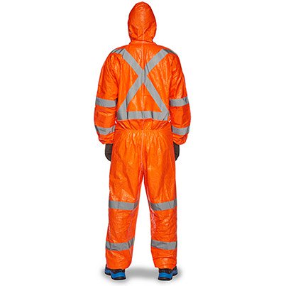 DuPont Tyvek 500 HV TY127S Orange Hi-Vis Hooded Chemical Coveralls