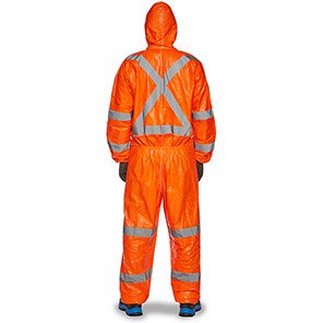 DuPont Tyvek 500 HV TY127S Orange Hi-Vis Hooded Chemical Coveralls