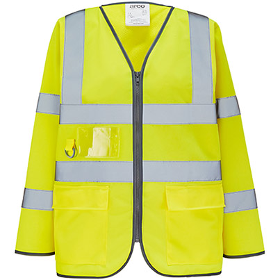 Arco Ultra Yellow Long-Sleeve Zip-Up Hi-Vis Vest