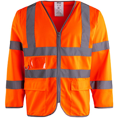 Arco Ultra Orange Long-Sleeve Zip-Up Hi-Vis Vest