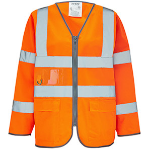 Arco Ultra Orange Long-Sleeve Zip-Up Hi-Vis Vest 5XL