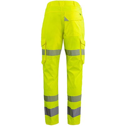 Arco Responsible Women’s Yellow Hi-Vis Cargo Trousers with Kneepad Pockets