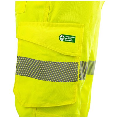 Arco Responsible Women’s Yellow Hi-Vis Cargo Trousers with Kneepad Pockets