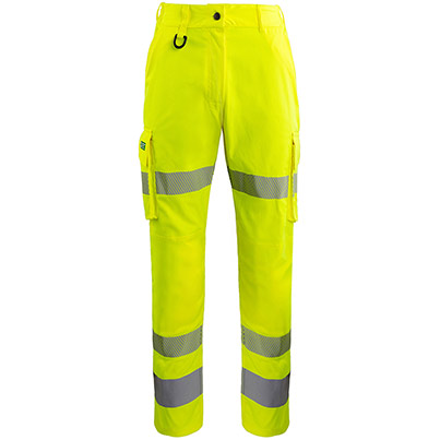 Arco Responsible Women’s Yellow Hi-Vis Cargo Trousers with Kneepad Pockets