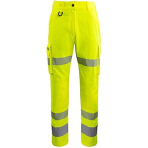 Arco Responsible Women’s Yellow Hi-Vis Cargo Trousers with Kneepad Pockets 22T