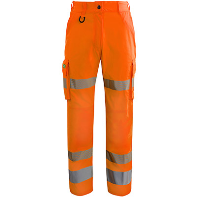 Arco Responsible Women’s Orange Hi-Vis Cargo Trousers with Kneepad Pockets