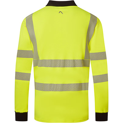Alsico PLS1918 Yellow/Navy Hi-Vis Long-Sleeve Polo Shirt