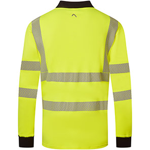 Alsico PLS1918 Yellow/Navy Hi-Vis Long-Sleeve Polo Shirt