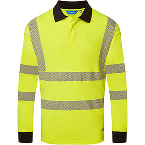 Alsico PLS1918 Yellow/Navy Hi-Vis Long-Sleeve Polo Shirt 4XL