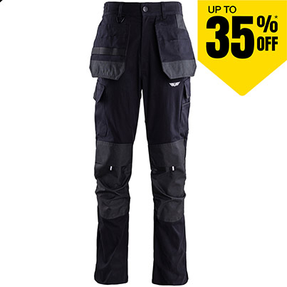 TROJAN Stretch Men’s Black Cargo Trousers with Holster Pockets