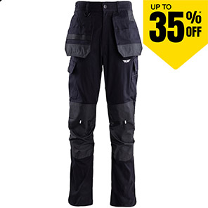 TROJAN Stretch Men’s Black Cargo Trousers with Holster Pockets