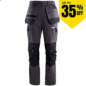 TROJAN Stretch Men’s Grey Cargo Trousers with Holster Pockets