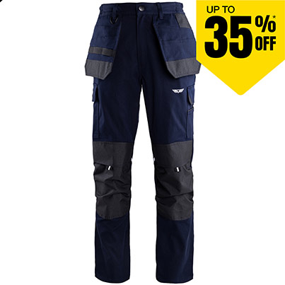 TROJAN Stretch Men’s Navy Cargo Trousers with Holster Pockets