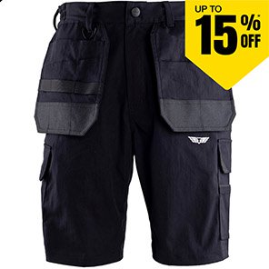 TROJAN Stretch Men’s Black Cargo Shorts with Holster Pockets 46