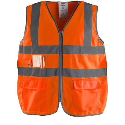 Arco Ultra Orange Zip-Up Hi-Vis Vest