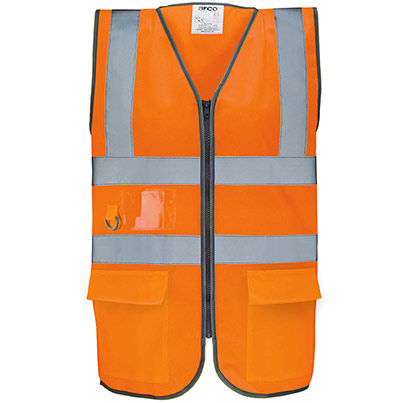 Arco Ultra Orange Zip-Up Hi-Vis Vest