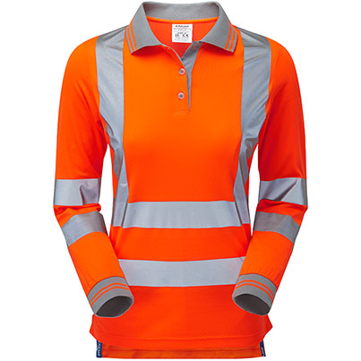 Pulsar PR703-R Women's Hi-Vis Long Sleeve Polo Orange