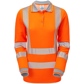 PULSAR LIFE Women’s Orange Long-Sleeve Hi-Vis Polo Shirt 26