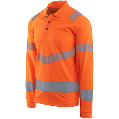 Arco Responsible Men’s Orange Long-Sleeve Hi-Vis Polo Shirt
