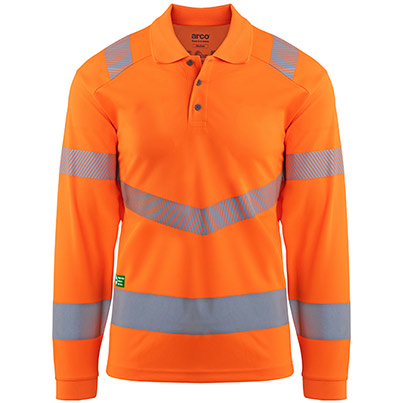 Arco Responsible Men’s Orange Long-Sleeve Hi-Vis Polo Shirt