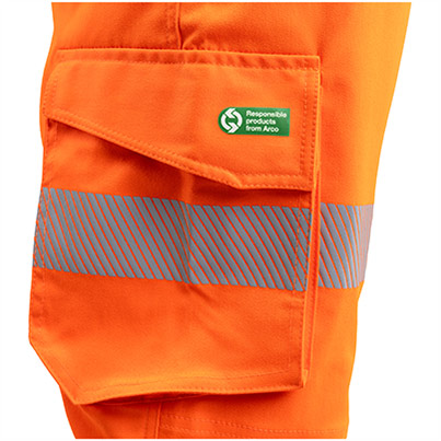 Arco Responsible Men’s Orange Hi-Vis Cargo Trousers with Kneepad Pockets